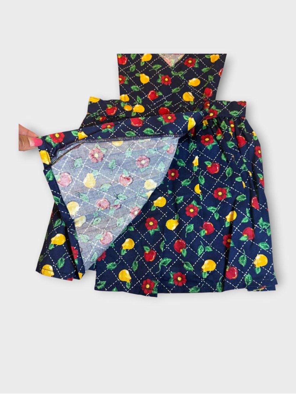 OshKosh B’gosh Vintage Pear Apple Fruit Floral Leaf Pattern Pinafore Dress - Picture 8 of 8